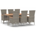 Set comedor jardín 7 pzas y cojines ratán sintético gris