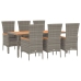 Set comedor jardín 7 pzas y cojines ratán sintético gris