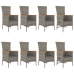 Set comedor jardín 9 pzas y cojines ratán sintético gris