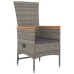 Set comedor de jardín 3 piezas con cojines ratán sintético gris