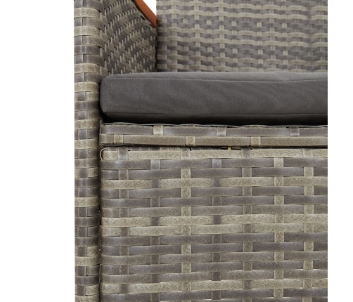 Set comedor de jardín 3 piezas con cojines ratán sintético gris