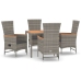 Set comedor de jardín 5 piezas con cojines ratán sintético gris