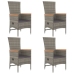 Set comedor de jardín 5 piezas con cojines ratán sintético gris