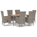 Set comedor jardín 7 pzas y cojines ratán sintético gris