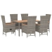 Set comedor jardín 7 pzas y cojines ratán sintético gris