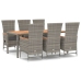 Set comedor jardín 7 pzas y cojines ratán sintético gris