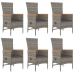 Set comedor jardín 7 pzas y cojines ratán sintético gris