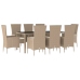 Set comedor de jardín 9 pzas con cojines ratán sintético beige