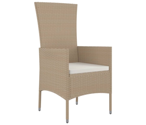 Set comedor de jardín 9 pzas con cojines ratán sintético beige
