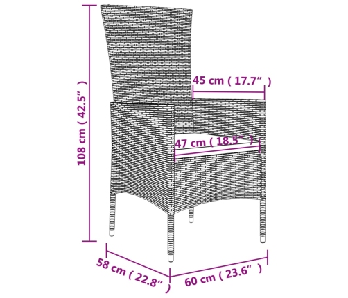 Set comedor de jardín 9 pzas con cojines ratán sintético beige