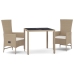 Set comedor de jardín 3 pzas con cojines ratán sintético beige