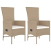 Set comedor de jardín 3 pzas con cojines ratán sintético beige