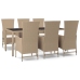 Set comedor de jardín 7 pzas con cojines ratán sintético beige