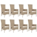 Set comedor de jardín 9 pzas con cojines ratán sintético beige