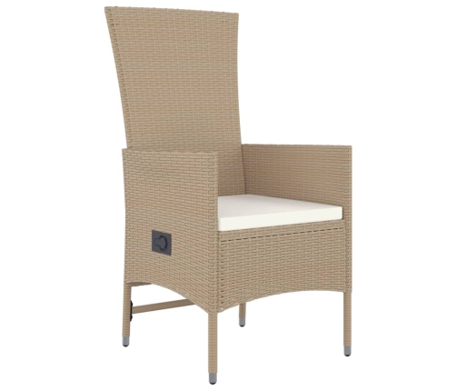 Set comedor de jardín 9 pzas con cojines ratán sintético beige