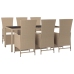 Set comedor de jardín 7 pzas con cojines ratán sintético beige