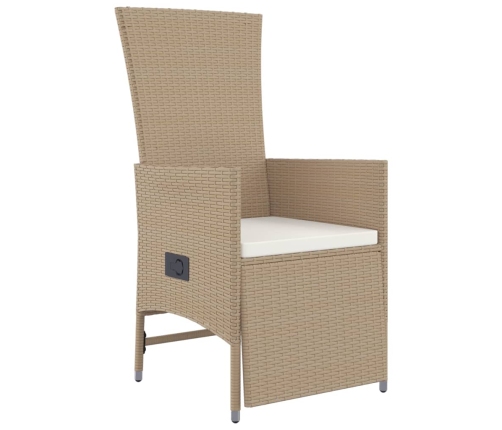 Set comedor de jardín 7 pzas con cojines ratán sintético beige