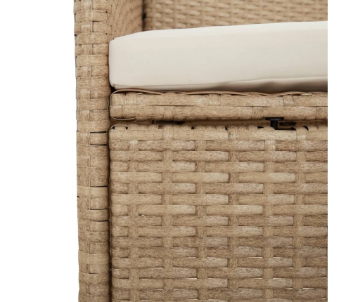 Set comedor de jardín 7 pzas con cojines ratán sintético beige