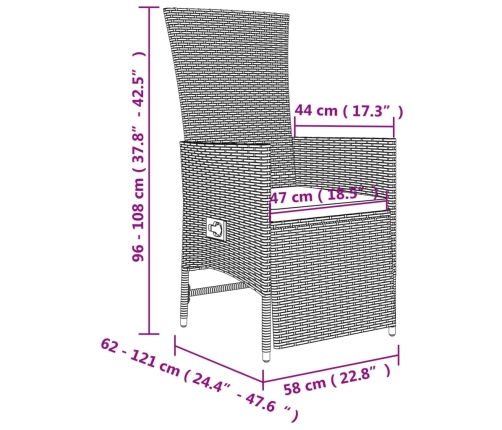 Set comedor de jardín 7 pzas con cojines ratán sintético beige