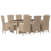 Set comedor de jardín 9 pzas con cojines ratán sintético beige