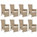 Set comedor de jardín 9 pzas con cojines ratán sintético beige