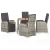 Set comedor de jardín 5 piezas con cojines ratán sintético gris