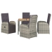 Set comedor de jardín 5 piezas con cojines ratán sintético gris