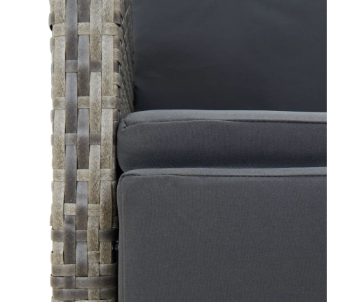 Set comedor de jardín 5 piezas con cojines ratán sintético gris