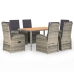Set comedor jardín 7 pzas y cojines ratán sintético gris