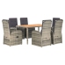 Set comedor jardín 7 pzas y cojines ratán sintético gris