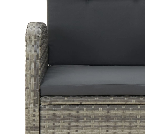 Set comedor jardín 7 pzas y cojines ratán sintético gris