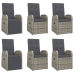 Set comedor jardín 7 pzas y cojines ratán sintético gris