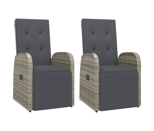 Set comedor de jardín 3 piezas con cojines ratán sintético gris