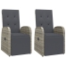 Set comedor de jardín 3 piezas con cojines ratán sintético gris