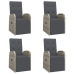 Set comedor de jardín 5 piezas con cojines ratán sintético gris