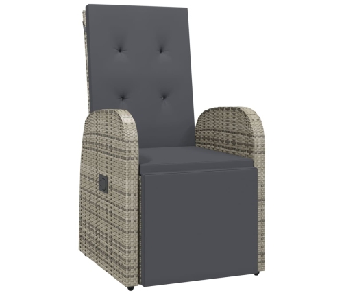 Set comedor de jardín 5 piezas con cojines ratán sintético gris