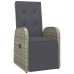 Set comedor de jardín 5 piezas con cojines ratán sintético gris
