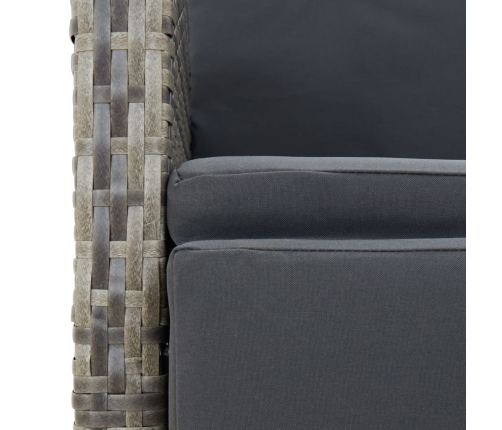 Set comedor de jardín 5 piezas con cojines ratán sintético gris