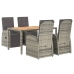 Set comedor de jardín 5 piezas con cojines ratán sintético gris