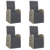 Set comedor de jardín 5 piezas con cojines ratán sintético gris