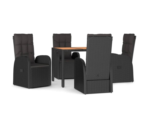 Set de muebles jardín 5 pzas con cojines ratán sintético negro
