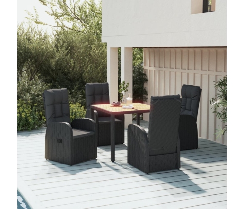 Set de muebles jardín 5 pzas con cojines ratán sintético negro