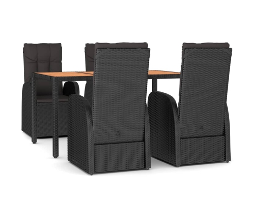 Set de muebles jardín 5 pzas con cojines ratán sintético negro