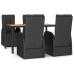 Set de muebles jardín 5 pzas con cojines ratán sintético negro