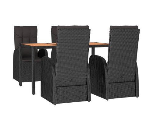 Set de muebles jardín 5 pzas con cojines ratán sintético negro