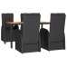 Set de muebles jardín 5 pzas con cojines ratán sintético negro