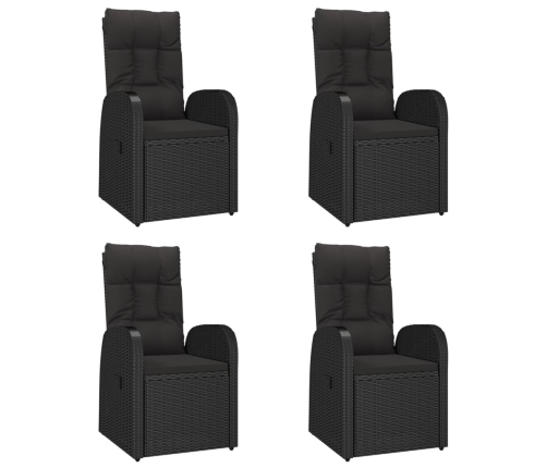 Set de muebles jardín 5 pzas con cojines ratán sintético negro