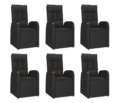 Set de comedor de jardín 7 pzas y cojines ratán sintético negro