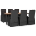 Set de comedor de jardín 7 pzas y cojines ratán sintético negro