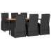 Set de comedor de jardín 7 pzas y cojines ratán sintético negro